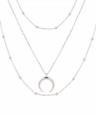 Collier multirang corne argent