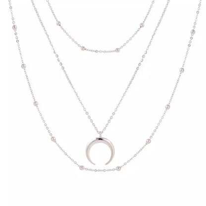 Collier multirang corne argent