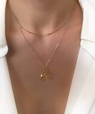 Collier tendance 2024 - multirangs pierre jaune