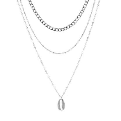 Collier multirangs coquillage argent