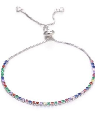 Bracelet arc en ciel plaque argent tendance 2024