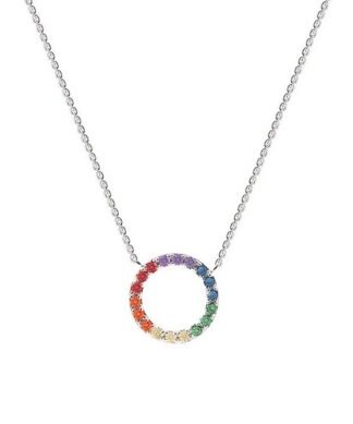 Collier arc en ciel - cercle argent