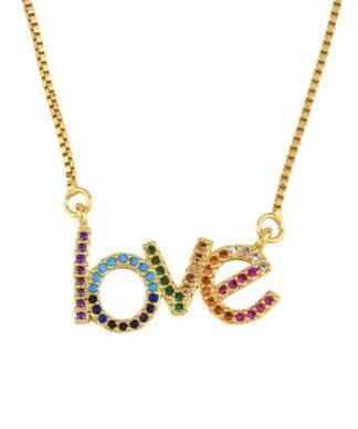 Collier arc en ciel - love