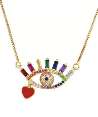 Collier arc en ciel - oeil or.