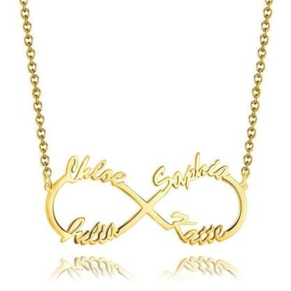 Collier infini avec 4 prenoms or