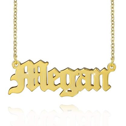 Petit Collier Prenom Style Classique Personnalise Plaque Or