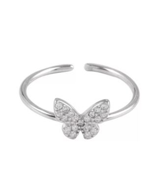 Bague papillon oxydes de zirconium argent