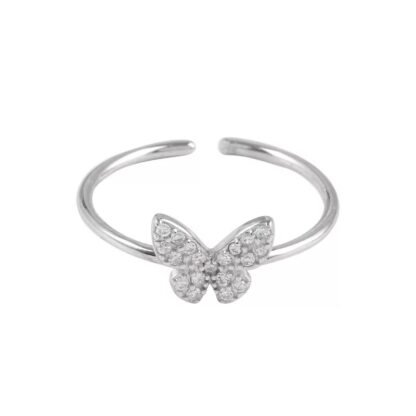 Bague papillon oxydes de zirconium argent