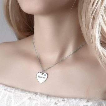 Collier Coeur Prenom grave Argent