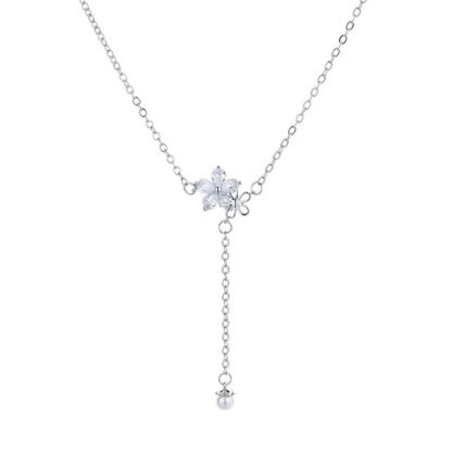 Collier argent fleur