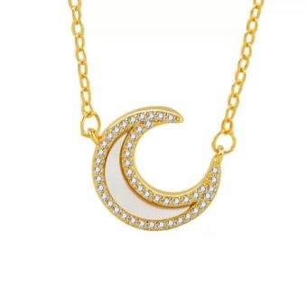 Collier pendentif lune plaque or