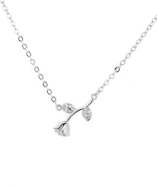 collier rose en argent