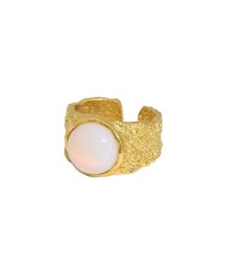 grosse bague avec pierre plaque or