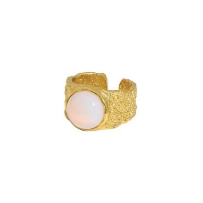 grosse bague avec pierre plaque or