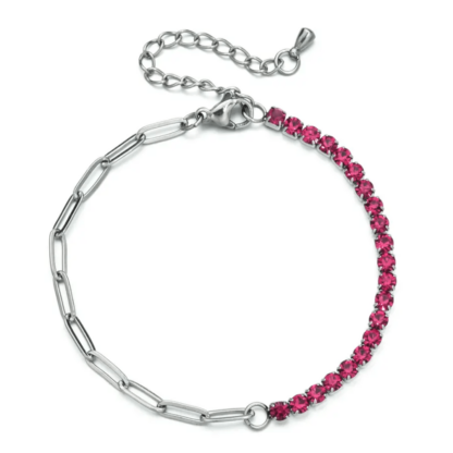 Bracelet cristal rose argent