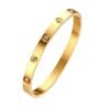 Bracelet jonc plaque or jaune oxyde de zirconium