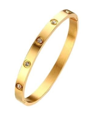 Bracelet jonc plaque or jaune oxyde de zirconium