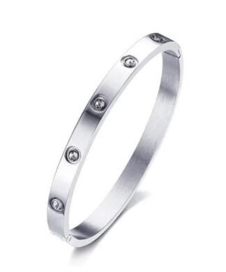 bracelet jonc tendance oxydes de zirconium argent