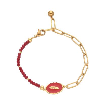 Bracelet email avec medaille femme. Enveloppez votre poignet de grace et de couleur avec notre bracelet medaille plume email, un accessoire chic qui reflete votre style audacieux.