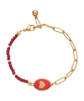 Bracelet email medaille coeur avec pierres naturelles. Faites une declaration d'amour avec notre bracelet coeur pour femme, un bijou delicat qui captive les regards et rechauffe les coeurs