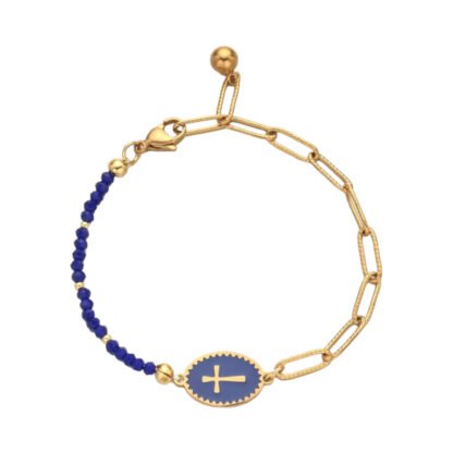 Bracelet email medaille croix. Exprimez votre amour pour le Christ avec notre bracelet medaille croix, un bijou qui symbolise la grace et la compassion