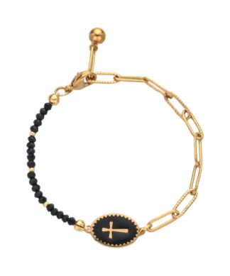 Bracelet email medaille noire. Offrez-vous une connexion spirituelle profonde avec notre bracelet medaille croix, un choix parfait pour ceux qui cherchent inspiration et protection