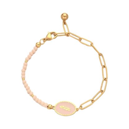 Bracelet email medaille plume tendance. Faites une declaration de style avec notre bracelet medaille plume email, un accessoire audacieux qui ajoute une touche de fantaisie a votre tenue.