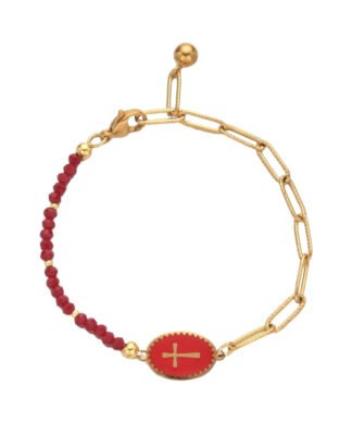 Bracelet email medaille rouge. Enveloppez votre poignet de la protection divine avec notre bracelet medaille croix, un bijou qui apporte reconfort et assurance