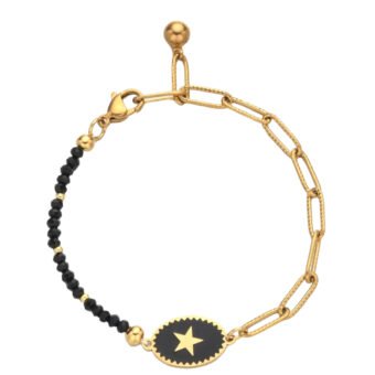 Bracelet gourmette avec pierre naturelle